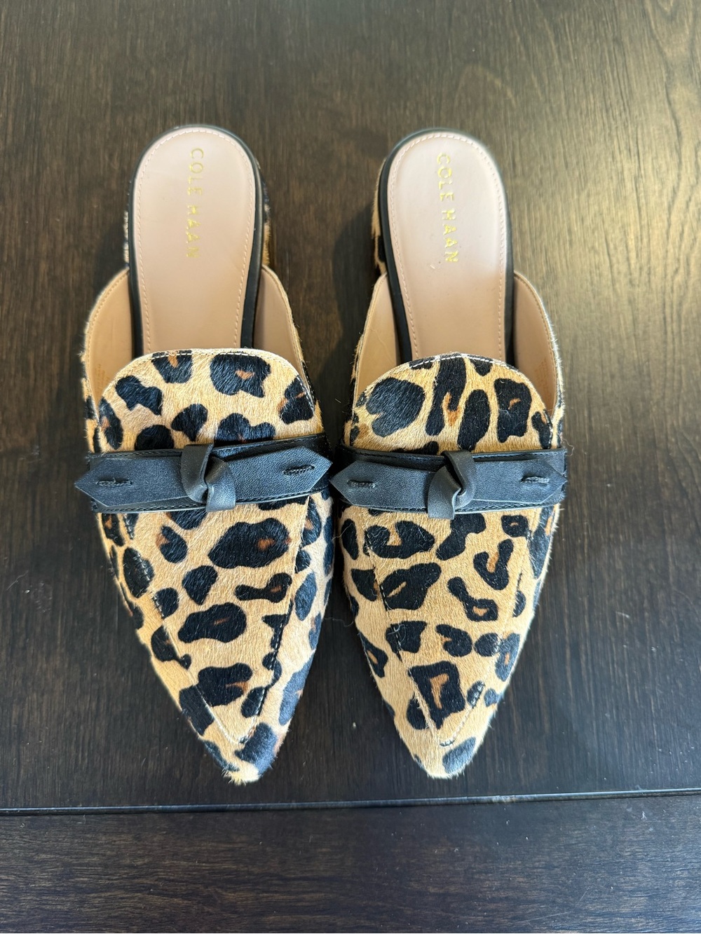 Cole Haan Leopard Calf Hair Mules - NWOT ✨